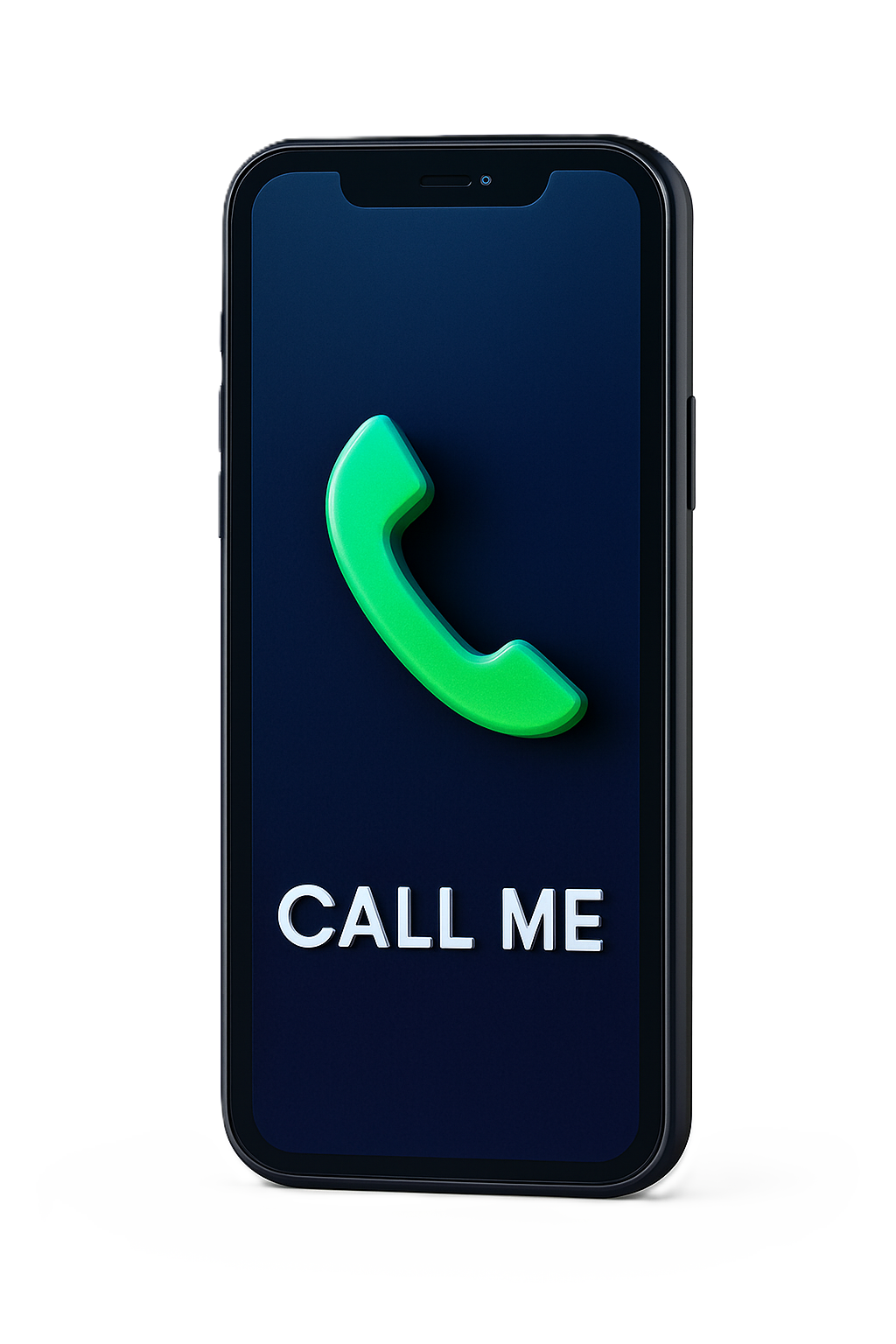 3D smartphone icon with a green phone symbol and “Call Me” text, representing the contact section for Vibe Digital Marketing.