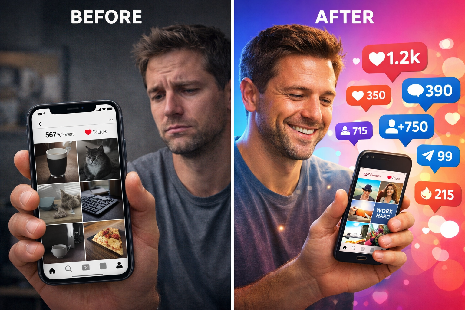 Happy verses sad social media vibe digital media user.